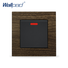 Interruptor de parede 45a de madeira, interruptor de painel de metal, botão de pressão, cozinha, alimentação 45a com led