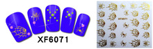 2pcs/lot XF6071 Brand Gold 3D Design Tip Nail Art Overgild Nail Stickers Decals Nail Art Decorations 2024 - buy cheap