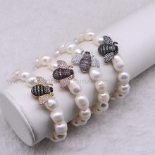 4Strand Fashion little pearls strand Bracelet Mix color bugs Bracelet Cute tiny bee bracelet fashion jewelry for lady 3280 2024 - buy cheap