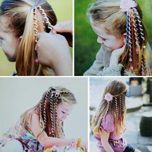 Cute Girls Hair Band 6pcs/lot Headband Crystal Long Elastic Headwear Rainbow Color Free Length Dreadlocks Hair Style Accessories 2024 - buy cheap