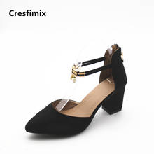 Cresfimix women cute flock high heel shoes female black spring & summer buckle up high heel pumps lady fashion & sexy shoes 2024 - buy cheap