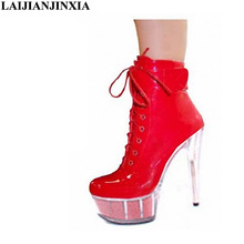 Laijianjinxy sapatos de salto alto, com cadarço, novo calçado sexy 15cm ultra alto plataforma para dança noturna 2024 - compre barato