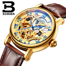 New Switzerland Luxury Men's Watch BINGER Brand Double Skeleton Mechanical sapphire Genuine Leather Strap Male Clock B-5066M-6 2024 - buy cheap