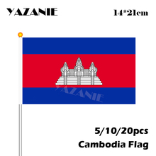 YAZANIE 14*21 см 5/10/20 шт камбоджийские тканевые флаги с пластиковыми палочками промоакция оптовая продажа маленький Национальный флаг Колумбии 2024 - купить недорого