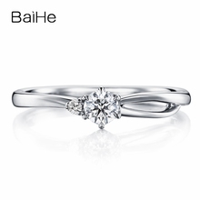 BAIHE Solid 18K White Gold 0.20CT H/SI Round Natural Diamond Wedding Ring Engagement Women Trendy Fine Jewelry Gift Diamond Ring 2024 - buy cheap