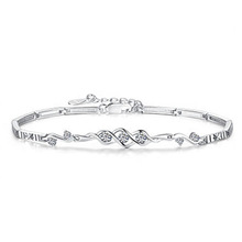 Pulseira feminina de prata esterlina 100%, bracelete de cristal brilhante para mulheres sem desbotamento, 925 2024 - compre barato