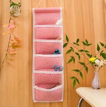 1PC Cotton Linen Hanging Storage Basket 5 Pockets Wall Mounted Wardrobe Hang Bag Wall Pouch Cosmetic Toys Organizer NX 043 2024 - buy cheap