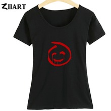 Camiseta de manga corta con cara sonriente para mujer y Chica, ropa de verano, de color rojo, de John The Mentalist, ZIIART 2024 - compra barato