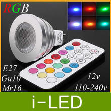 Lançamento holofote led rgb 5w e27 e14 gu10 controle remoto rgb 16 cores flash luz de led lâmpada 110-240v 12v função memória 2024 - compre barato