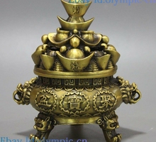 7 "belas latão escultura China Sycee Yuan Bao cornucópia pot Estátua de dragão esculpido 2024 - compre barato