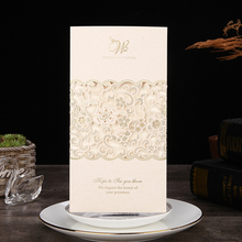 Tarjeta de felicitación de boda, sobres elegantes personalizados, suministros de fiesta de boda, corte láser blanco, 1 paquete 2024 - compra barato