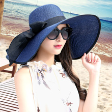 Sombrero de Sol de ala grande para mujer, sombreros de papel de paja para mujer, gorra de playa flexible de protección UV, sombreros de fiesta Drress B-7834 2024 - compra barato