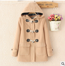 MLXSLKY Winter warm autumn women's horn brand fashion long wool coat hooded thickening female trench outwear 2024 - buy cheap