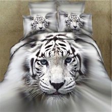 3D King Of The White Tiger Set Of Four Bedding Sets Bed Sheet Duvet Cover Pillowcase Set Bed Beast White Tiger Printing 2024 - buy cheap