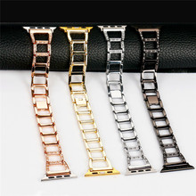 Hollow Diamond Fashion Strap for Apple Watch Band Series 6 SE 5 4 3 2 Beautiful Trapezoidal Bracelet for iWatch 38/42mm 40/44mm 2024 - buy cheap