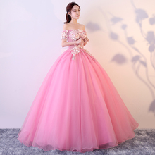 Vestido tomara que caia rosa princesa meia-estação vestidos estilo barco, mangas curtas, apliques, sweet 16 quinceanera 2024 - compre barato