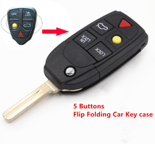 Раскладной чехол Keyecu для автомобильного ключа, 5 кнопок, Сменный Чехол для автомобильного ключа Volvo XC70, XC90, V50, V70, S60, чехол для автомобильного ключа без чипа 2024 - купить недорого