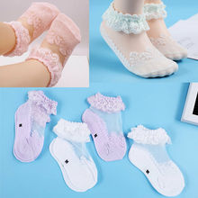 Calcetines tobilleros con volantes de encaje para niña, medias de malla de encaje, color blanco, de 0 a 6 años, 2019 2024 - compra barato