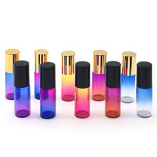 5pcs 5ml Gradient Colorful Roller Glass Perfume Bottle Roll On Empty Fragrance Roll-On Essential Oil Bottle Black Gold Cap 2024 - buy cheap