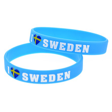 OBH 1 шт. I Love Sweden с флагом, силиконовый резиновый браслет, 3 цвета 2024 - купить недорого
