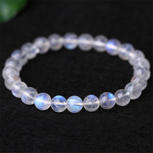 Pulseira com luzes azuis naturais autênticas, bracelete feminino com contas redondas de cristal elástico 7mm 8mm 9mm 10mm aaaaa 2024 - compre barato