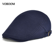 Boina unissex de algodão azul marinho, gorro macio para dirigir, cor sólida, ajustável 039 2024 - compre barato