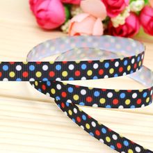 3/8'' Free shipping dots printed grosgrain ribbon hair bow headwear party decoration wholesale OEM 9mm H4639 2024 - buy cheap