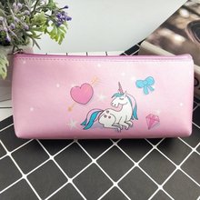 1 Uds de impresión láser lápiz bolsa novedad Staionary de dibujos animados Pen con forma de unicornio caso lindo lápiz bolsa regalo para estudiantes Kawaii bolsa 2024 - compra barato