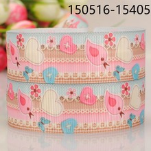 Free shipping 50yards 1/2 " 38 mm bird and heart printed grosgrain tape ribbon Valentine's Day DIY 2024 - buy cheap