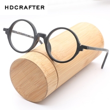 HDCRAFTER Mens Eyeglasses Frames Wooden Retro Round Glasses Frame for Women Wood Eyewear Optical Plain Glasses With Clear Lens 2024 - buy cheap