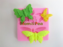 Mom & Pea-molde de silicona de 3 mariposas para decoración de tartas, Fondant, 3D, grado alimenticio, 0348, Envío Gratis 2024 - compra barato