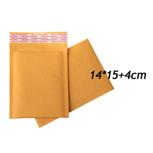 100pcs/lot 14cm*15cm+4cm Golden Kraft Bubble Mailers Bubble Padded Envelopes 2024 - buy cheap