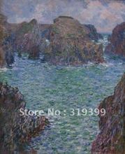 Pintura a óleo em tela 100% artesanal, capinha de linho com qualidade do museu, porta-goulphar, belle ile by claude monet 2024 - compre barato