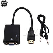 Преобразователь MINI HDMI-VGA, HDMI2VGA цифро-аналоговый с HDMI на VGA 3,5 мм для разъема аудиокабеля для монитора 2024 - купить недорого