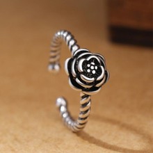 Anillo de Plata de Ley 925 con diseño de Rosa Negra, joyería creativa y exquisita, con personalidad Retro, regalo de flores hermosas, R072 2024 - compra barato