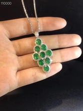 Colgante elegante con forma de rombo con gema de Esmeralda verde natural S925 para mujer 2024 - compra barato