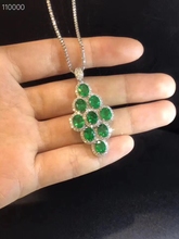 Elegant lovely rhombus circle natural green emerald gem Pendant natural gemstone pendant S925 silver Women party gift jewelery 2024 - buy cheap