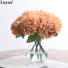 Luyue 6 Cabeças Peônia Peônia Flores Bouquet Flores Artificiais de Seda Buquê de Noiva Queda Vivid Flores Falsas Para O Casamento 2024 - compre barato