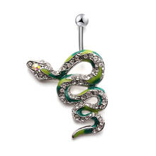 Crystal Dragon Snake Navel Ring Belly Button Rings Dangle Body Piercing Jewelry for Sexy Women 2024 - buy cheap