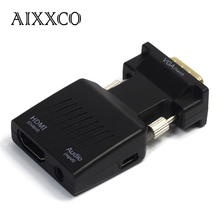 Адаптер AIXXCO 1080P VGA-HDMI с кабелем питания Mini USB, аудиокабель 3,5 мм, vga2hdmi для HDTV, DVD, ПК 2024 - купить недорого