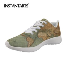 INSTANTARTS 3D Map World Print Women 's Sneakers Breathable Casual Flats Shoes Student Girl Air Mesh Woman Spring Trainer Flats 2024 - buy cheap