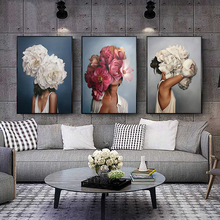 Flowers Feathers Woman Abstract Canvas Painting Wall Art Print Poster Picture Decorative Painting Living Room Home Decoration 2024 - купить недорого