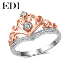 EDI Classic CROWN Real Natural Diamond Wedding Rings For Women 14k 585 Rose White Gold Engagement Bands Fine Jewelry 2024 - buy cheap