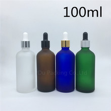 Botella de viaje 10 piezas 100ml botella de aceite esencial de vidrio esmerilado transparente verde ámbar azul, botella cuentagotas de perfume de vidrio de 100cc 2024 - compra barato