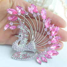 Tom de prata broche de strass rosa de cristal Phoenix broche Pin pingente EE05040C2 2024 - compre barato