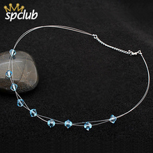 Блеск кристаллов от Swarovski ожерелье невидимая прозрачная леска кулон с короткой цепью ожерелье для женщин ювелирные изделия подарок 2024 - купить недорого