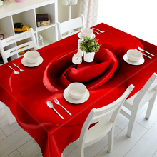 Toalha de mesa vermelha e grande com estampa de rosa 3d, toalha têxtil para casamento e banquetes em poliéster, resistente a poeira e espessura 2024 - compre barato