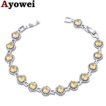 Ayowei Classic Yellow 925 Silver Crystal Zircon Glamour Bracelet Fashion Christmas Gift TB1157A 2024 - buy cheap