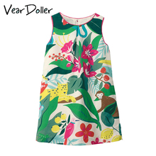 VearDoller Baby Girl Dress 2019 New Summer Sleeveless Cartoon Children's Sundress Floral Kids Dresses for Girls Princess Dress 2024 - buy cheap