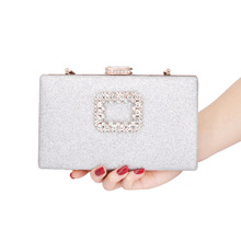 Rhinestone Women Wedding Bags Hard-Surface Chain Box Handbags Sliver Sequined Women Clutch Shoulder Bag Ladies Sac Main Femme 2024 - buy cheap